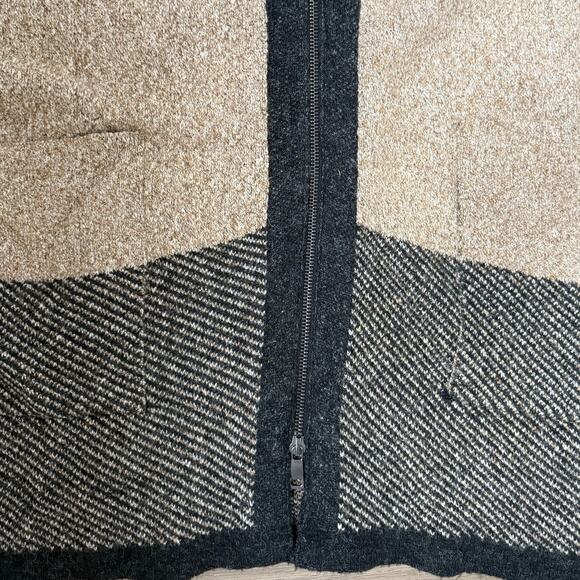 Zara Rare Tan Grey Oversized Cape Poncho Coat Fur Hood Bloggers Size Small - Picture 12 of 12